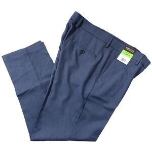 Haggar Performance Dress Pants Men 30x30 Super Flex Waistband Polyester Blue